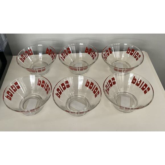 Vintage MCM Glass Salad Bowl Set Wheaton Glass 1970s 6 Pcs Set Pop Art SALAD! - Picture 3 of 3